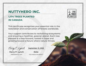 NuttyHero Nut and Seed Butter Giving Back, Hero for Good, One Tree Planted